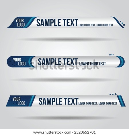 Lower third blue design template modern contemporary. Set of banners bar screen broadcast bar name. Collection of lower third for video editing on transparent background.