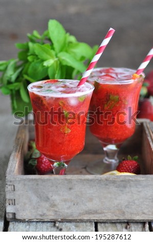 Strawberry lemonade, selective focus