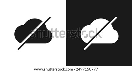 offline icon Flat set in black and white color outline vector