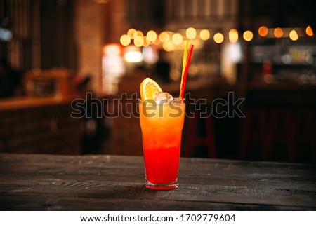 Image, Stock Photo Tasty cold red cocktail on table