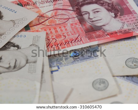 LONDON, UK - CIRCA JULY 2015: British sterling pound GBP banknotes, currency of the United Kingdom