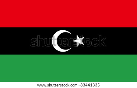 LIBYA, AUGUST 2011 - new flag of Libya after Qaddafi, in Libya, August 2011