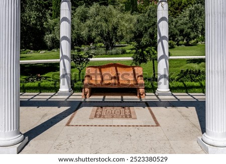 Similar – Image, Stock Photo Marble bench in front of ancient wall