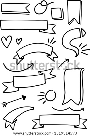 banner, heart, decoration, arrow, doodles, Bullet Journal, sketch, illustration, doodle, elements, design elements, comic, drawing, vector, line, isolated, set, symbol, direction, icons