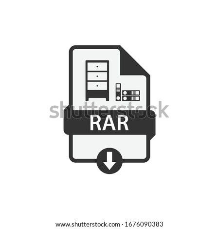 RAR document download file format vector image. RAR file icon flat design graphic vector