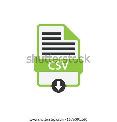 CSV file document download css button icon vector image. CSV file icon flat design graphic vector