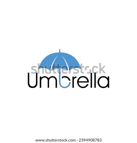 Vector minimalist umbrella typography logo design template isolated on white background. Creative vector umbrella text logo design template.