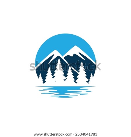 Mountain and lake logo design vector image. Mountain Lake Logo Nature Landscape Stock Vector.
