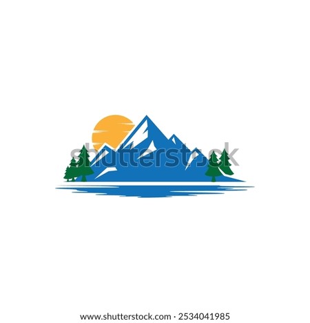 Mountain and lake logo design vector image. Mountain Lake Logo Nature Landscape Stock Vector.
