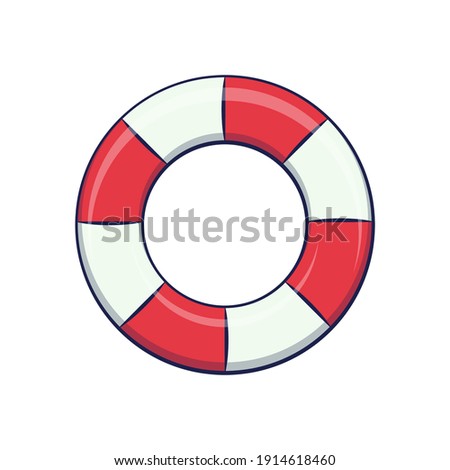 Swimming ring. Cartoon inflatable rubber rings isolated on white background. Summer and beach. Flat icon. Vector illustration