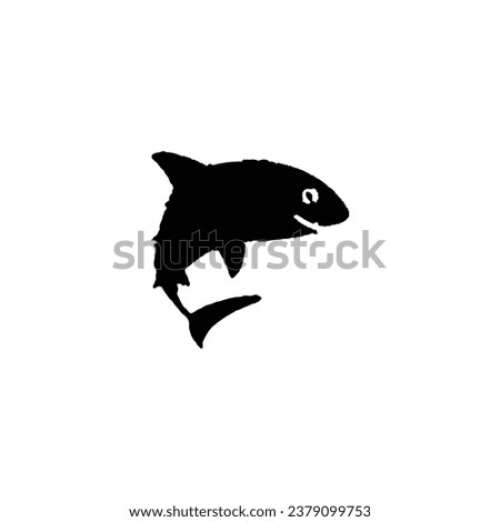 Shark icon. Simple style shark poster background symbol. Shark brand logo design element. Shark t-shirt printing. Vector for sticker.