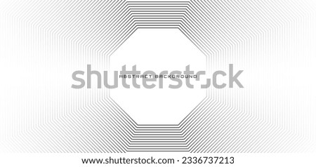 White minimalist techno abstract background overlap layer on bright space with stripes decoration. Modern graphic design element octagon style concept for banner, flyer, card, or brochure cover