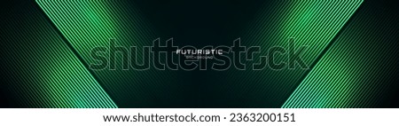 3D green techno abstract background overlap layer on dark space with glowing lines shape decoration. Modern graphic design element future style concept for banner, flyer, card, or brochure cover