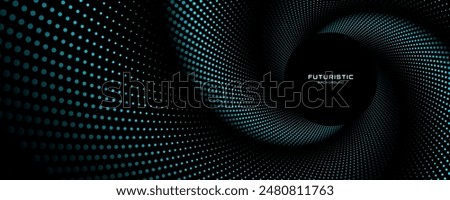 3D blue techno background. Big data visualization on dark space with dotted lines shape effect decoration. Modern graphic design element dots circle style concept for flyer, card, or brochure cover