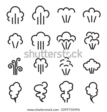 Steam icons. Linear symbol of steam function in domestic and industrial appliances isolated on a white background. Vector illustration. Editable stroke