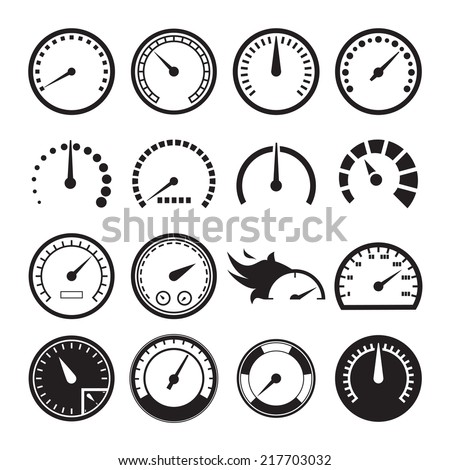 Set of speedometers icons. Vector illustration