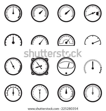 Set of tachometer icons. Vector illustration
