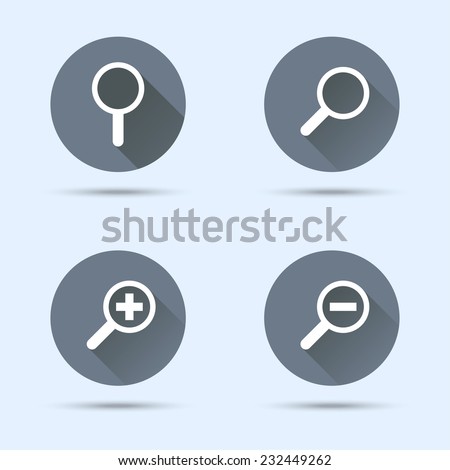 Magnifier icons. Search and zoom icons. Vector illustration