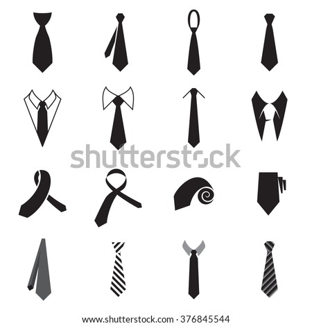 Tie icons. Necktie icons. Collection of men's tie icons isolated on a white background. Vector illustration