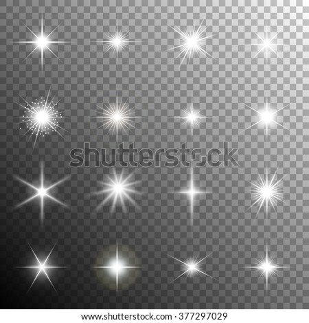 Sparkling stars, flickering and flashing lights. Collection of different light effects in vector Stock foto © 