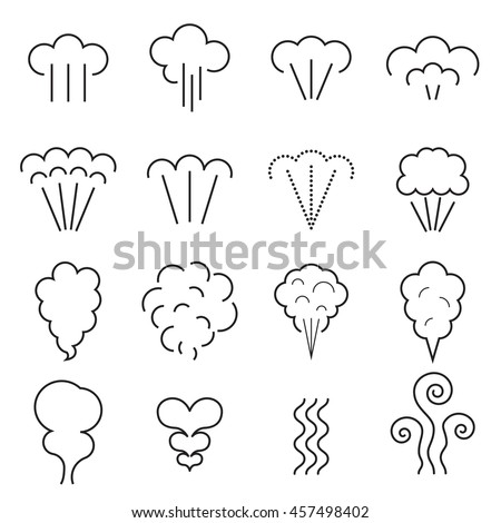 Steam icons. Linear symbols isolated on a white background. Vector illustration