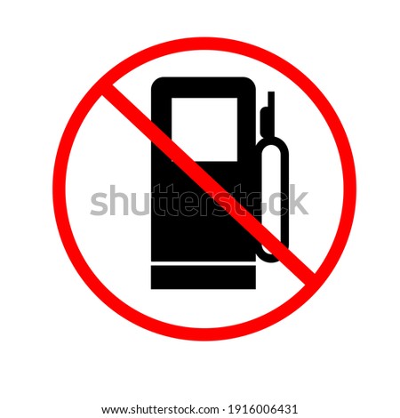 The gas station doesn't work. The use of refueling is prohibited. Round forbidding sign. Icon. Vector illustration Stock fotó © 