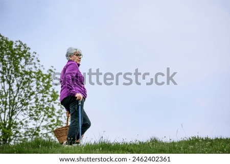Image, Stock Photo Woman walking on grassy shore