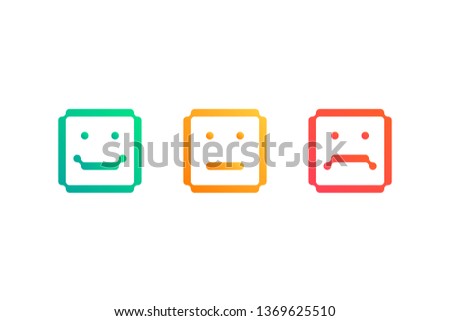 Set of square emoticon icons. Vector illustration
