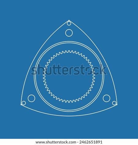 Rotor of rotary Wankel engine. Vector illustration