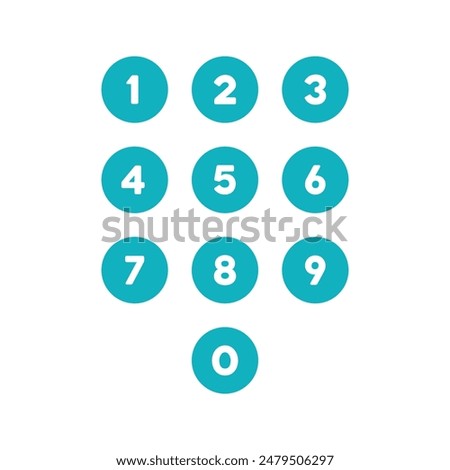 Set of 0-9 number icons. Vector illustration