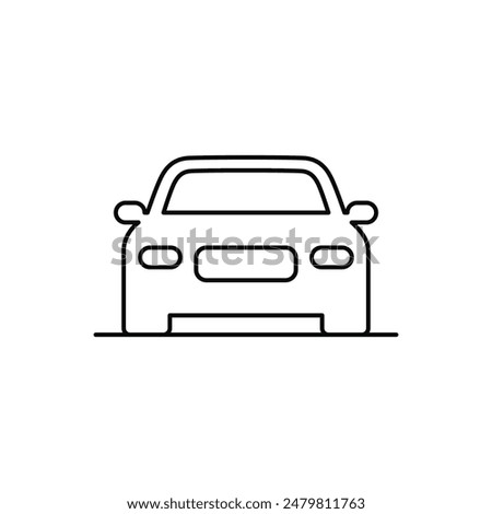 Car silhouette line icon. Front view. Vector illustration