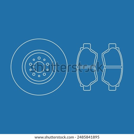 Car brake disc and brake pads icon set. Vector illustration