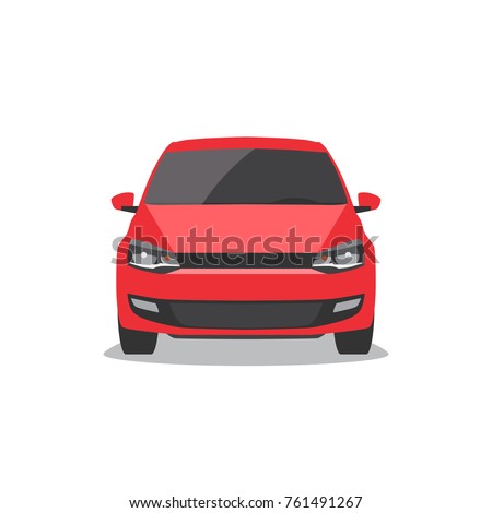 Vector red car. Front view.