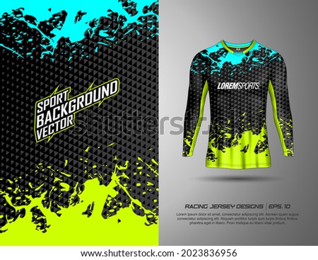 Long sleeve and t-shirt designs sports abstract background for extreme jersey team, cycling, football, gaming and racing livery.
