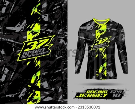 Long sleeve shirt template abstract background for extreme jersey team, racing, cycling, leggings, football, gaming and sport livery.