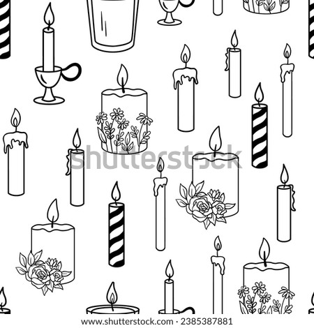 Seamless pattern with candle holder. Vector monochrome repeat pattern