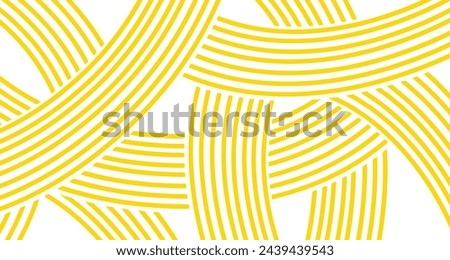 Doodle banner with yellow ramen pattern on white background. Wave abstract pattern.