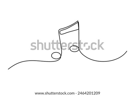 Musical note one line art. Outline continuous vector sketch. Symbol of classic concert.