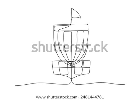 Disc golf one line icon. Doodle drawing isolated on white background