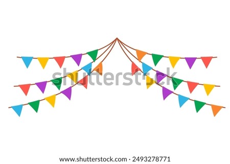 Similar – Image, Stock Photo A colourful pennant chain in pastel colours in front of a house wall