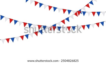 French garland. Color pennant border isolated on white background. Triangle flags