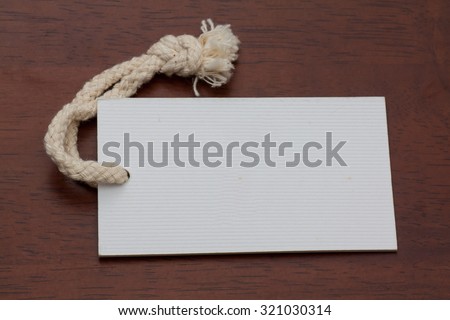price tag or label blank on wooden table background