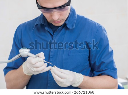 Healthy teeth and dental healthcare. Portrait of professional dentist doctor at work. Stomatology concept.