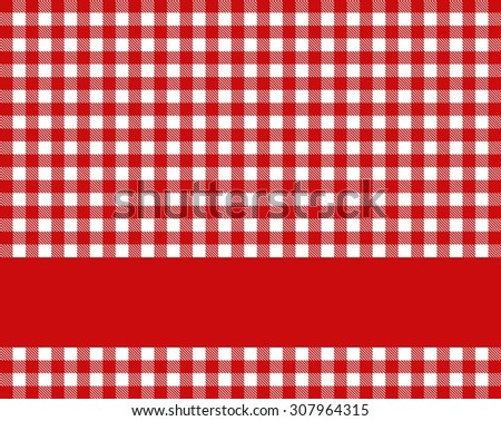 Red checkered tablecloth pattern with stripe for your text