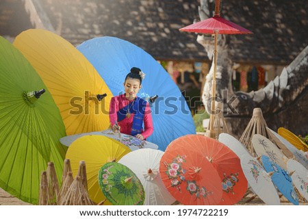 Asian women wearing Thai traditional dress , Thailand