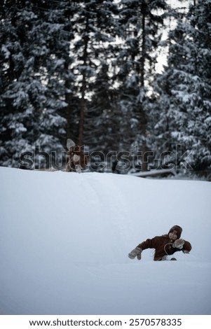 Similar – Image, Stock Photo Little girl sledding at Sierra Nevada ski resort.