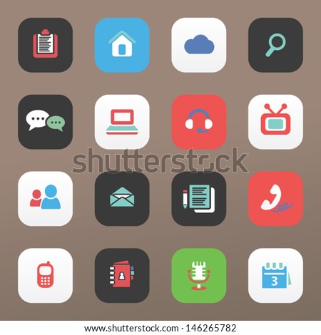 Flat colorful media icons