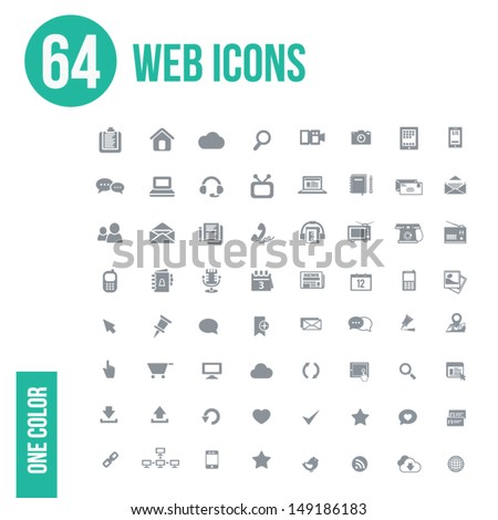 64 web icons set - one color