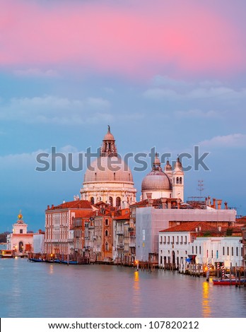 Basilica of Santa Maria della Salute at sunset, Venice