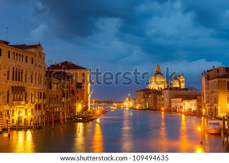 Basilica of Santa Maria della Salute at night, Venice